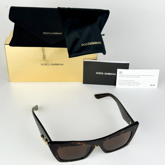 BRAND NEW D&G DG4435 502/73 Havana Dark Brown Cat Eye Women Sunglasses - Picture 10 of 12